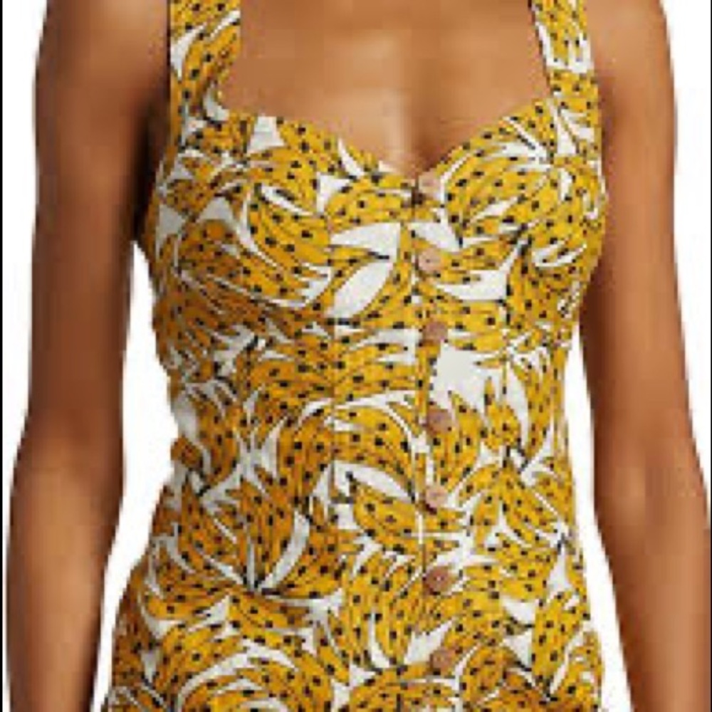 FARM Rio Linen Banana Print Yellow and White Mini Dress - Picture 4 of 15